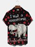 Valentine Heart Hippo Print Men's Button Pocket Shirt