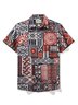 JoyMitty Beach Vacation Red Men's Hawaiian Shirts TAPA Geometric Sweat-Wicking Breathable Easy Care Stretch Aloha Camping Pocket Shirts