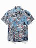 JoyMitty Rooster Print Cool Ice Shirts Sweat-wicking Beach Men's Hawaiian Oversized Pocket Shirt